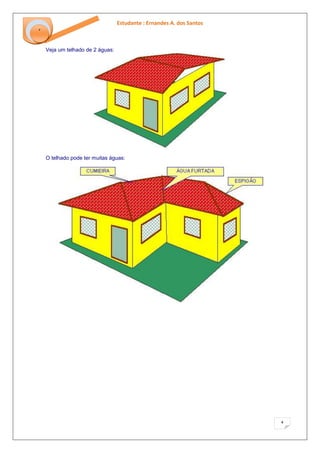 Estudante : Ernandes A. dos Santos 
4 
‘ 
Veja um telhado de 2 águas: O telhado pode ter muitas águas:  
