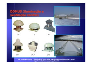 DDOOMMUUSS ((iilluummiinnaaççããoo ee 
vveennttiillaaççããoo zzeenniittaall)) 
UUMMCC –CCOONNSSTTRRUUÇÇÃÃOO CCIIVVIILL – AANNOOTTAAÇÇÕÕEESS DDEE AAUULLAA – PPRROOFF.. CCAARRLLOOSS RROOBBEERRTTOO GGOODDOOII CCIINNTTRRAA - FFoonnttee:: 
hhttttpp::////wwwwww..ddeeccfflleexx..ccoomm//eennggiinnee..pphhpp?ccaatt==5544 
 