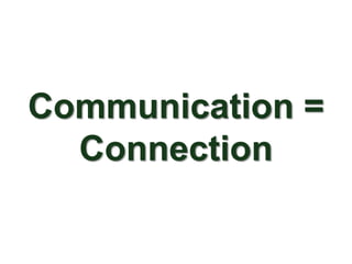 Communication =
  Connection
 