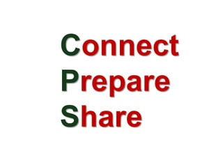 Connect
Prepare
Share
 