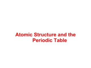Atomic Structure and the Periodic Table 