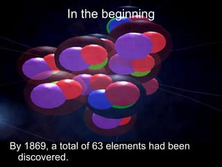 In the beginning By 1869, a total of 63 elements had been discovered. 
