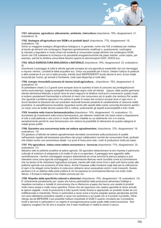 1701. Istruzione, agricoltura, allevamento, ambiente, intercultura (importance: 78%, disagreement: 21,
evaluations: 8)
1702. Sostegno all'agricoltura non OGM e ai prodotti tipici! (importance: 77%, disagreement: 18,
evaluations: 18)
Vorrei un maggiore sostegno all'agricoltura biologica e, in generale, vorrei che l'UE si battesse per mettere
al bando gli alimenti che contengono Organismi geneticamente modificati o, quantomento, costringere
le imprese a segnalare in modo chiaro ed evidente ai consumatori quegli alimenti che contengono OGM.
Vorrei che l'UE tutelasse la ricchezza e le peculiarità enogastronomiche dei paesi membri: vorrei capire, per
esempio, perché le direttive comunitarie faranno sparire le denominazioni DOC, DOCG ecc.
1703. SOLO AGRICOLTURA BIOLOGICA o NATURALE (importance: 76%, disagreement: 23, evaluations:
8)
Incentivare il passaggio di tutte le attività agricole europee ad una agricoltura sostenibile che non danneggia
e inquina i terreni, i prodotti le falde acquifere ecc. Unica via possibile per il futuro. Vietare l'utilizzo di pesticidi
e altre sostanze di cui non è stata provata, tramite studi INDIPENDENTI durati decine di anni, la loro totale
innocuità per l'uomo, gli animali e l'ambiente. (vedi caso Bayer/api e molti altri)
1704. energie rinnovabili,consumo di risorse locali,agricoltura... (importance: 76%, disagreement: 8,
evaluations: 6)
Si potrebbere creare 2 o 3 grandi zone europee dove lo scambio di beni di consumo sia privilegiato(nord-
centro-sud),esempio :spagna portogallo,francia belgio,regno unito ed irlanda. oppure :italia austria germania
olanda danimarca.finlandia..e quindi dove le merci seguono la direttiva nord-sud e viceversa.In questo modo
si evitano spostamenti frammentati e schizoidi di merci che consumano più di quello che rendono.Per quello
che riguarda il problema agricolo,il mio parere è quello di creare dei consorzi europei dove in ogni anno si
dovrà decidere la direzione dei vari produttori nazionali tenendo presente le caratteristiche di ciascuna realtà
produttiva. la semplificazione dovrebbe riguardare anche altri aspetti della nostra comunità,dovremmo sentirci
un corpo unico,le scelte devono essere forti e volitive..potenziando gli aspetti ecocompatibili a tutti i livelli.
1705. Investire nella ricerca farmaceutica/dna (importance: 74%, disagreement: 15, evaluations: 11)
Aumentare gli investimenti sulla ricerca farmaceutica, per ottenere medicinali che siano messi a disposizione
di tutti a costi plafonati e che curino in modo definitivo malattie su cui attalmente non vi è ricerca,
semplicemente perchè le case farmaceutico non vedono la possibilità di ottenenere da questa categoria di
malati grossi profitti.
1706. Garantire una concorrenza leale nel settore agroalimentare. (importance: 72%, disagreement: 19,
evaluations: 13)
Chi gestisce un'attività nel settore agroalimentare dovrebbe concentrarsi sulla produzione di qualità
nell'assoluto rispetto del benessere psicofisico dei propri collaboratori nonchè dei consumatori finali, piuttosto
che lottare contro una concorrenza sleale i cui punti di forza sono solo i costi di produzione molto più bassi.
1707. Più agricoltura intesa come settore economico e - burocraz (importance: 71%, disagreement: 20,
evaluations: 11)
Abbiamo tolto le politiche proattive al setore agricolo. Gli agricoltori abbandonano le loro imprese il patrimonio
culturale di tradizioni di artigianato e di ricette di vita si va aperdere. Il paesaggio iene aggredito dalla
cemntificazione, i territori svantaggiati vengono abbandonati ed ormai amnche la pianura padana si può
intendere coma zona agricola svantaggiata. La commissione Barroso verrà ricordata come la Commissione
che ha deciso di far dissolvere l'agricoltura europea, mentre altri stati come Cina e stati uniti hanno posto alle
politiche agricole una posizione di forte rilievo. Anche l'impasse sullla moratoria negli stati per la coltivazione
di ogm ci ha relegati come fanalino di coda enon abbiamo alcun paracadute contro i costi crescenti. Questo
pensiero è di un elettore della parte politica di chi ha espresso la commissione Barroso ma molto molto
deluso. L'Europa è matrigna e non madre comune per noi.
1708. Rispetto delle specificità culturali e alimentari (importance: 70%, disagreement: 18, evaluations: 13)
E' chiaramente penalizzante per i paesi che hanno particolarità nella produzione alimentare l'obbligo a
rispettare normative o modelli di concorrenza che si riferiscono a paesi che hanno una varietà di prodotti
molto meno ampia e molto meno specifica. Penso che sia opportuno che vadano garantite le razze animali,
le specie vegetali, i modi di produzione e tutto quanto rende diverso e apprezzato un prodotto locale da uno
indifferenziato e industriale. Penso in particolare a razze suine e bovine pregiate spesso penalizzate perché
non sono altrettanto produttive rispetto a razze non autoctone e sul quale non si è evoluto il prodotto. Infine
ritengo sia da IMPEDIRE il più possibile l'utilizzo industriale di OGM in quanto vincolanti per il produttore,
inutili e dannosi in particolare in un regime di sovrapproduzione quale quello della nostra economia. Non
vogliamo svegliarci fra 30 anni e scoprire che il mais modificato in realtà fa venire il cancro.




                                                                                                                        765
 
