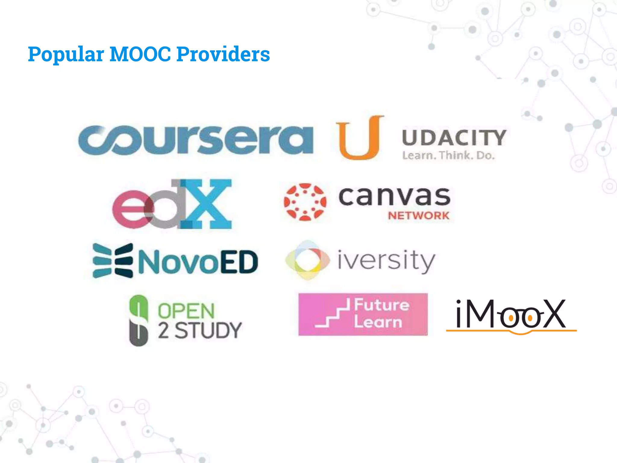 Popular MOOC Providers
 