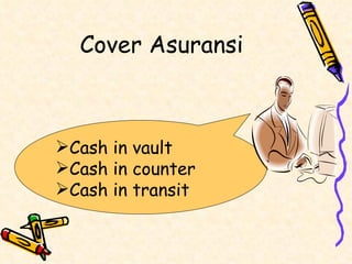 Cover Asuransi Cash in vault Cash in counter Cash in transit 