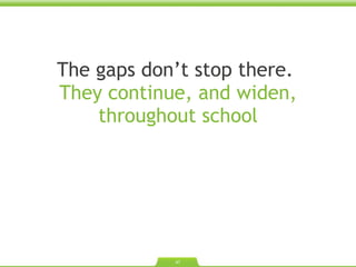 The gaps don ’ t stop there.  They continue, and widen, throughout school 