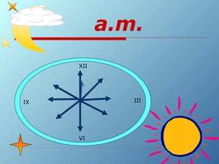 XII
VI
IX III
a.m.
 