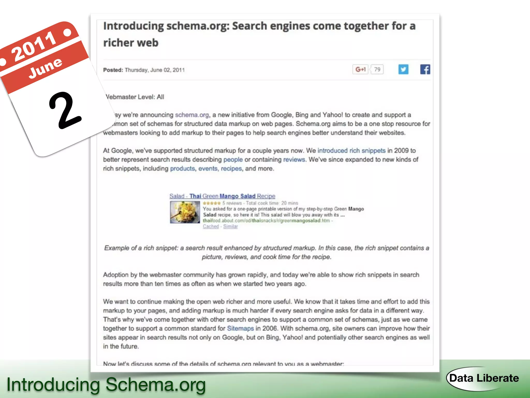 2
● 2011 ●
June
Introducing Schema.org
 