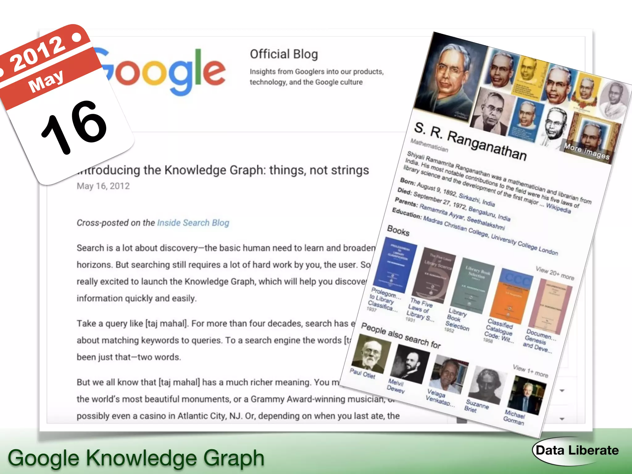 Knowledge Graph
16
● 2012 ●
May
Google Knowledge Graph
 