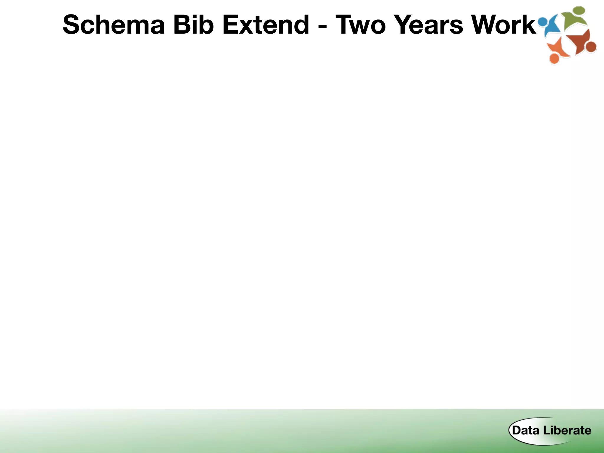 Schema Bib Extend - Two Years Work
 