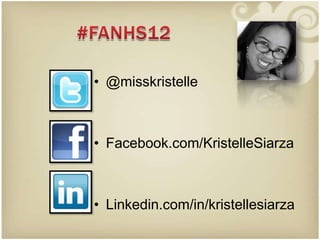 • @misskristelle



• Facebook.com/KristelleSiarza



• Linkedin.com/in/kristellesiarza
 