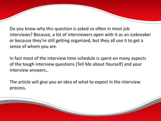 Tell me about yourself interview questions and answers