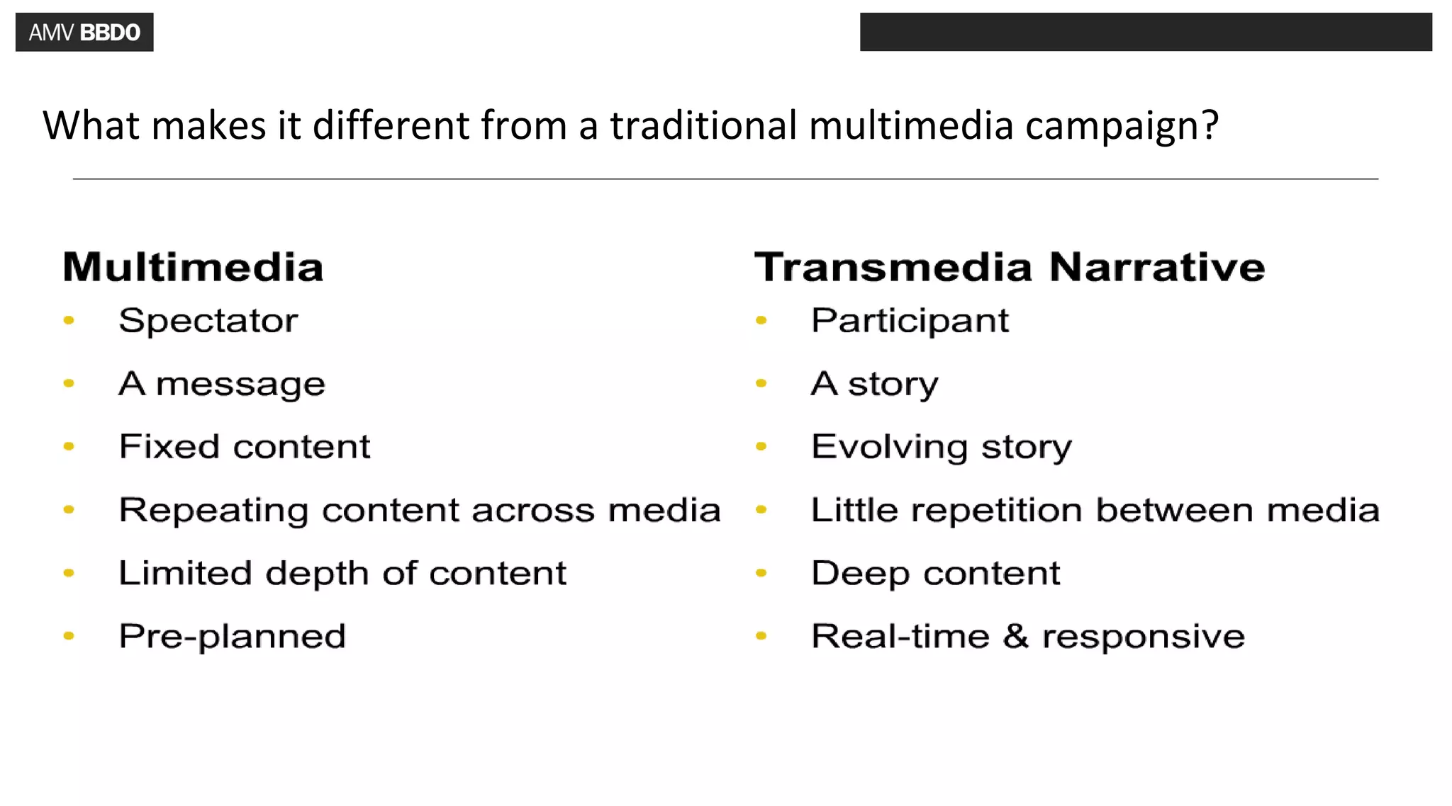 What makes it different from a traditional multimedia campaign?
 