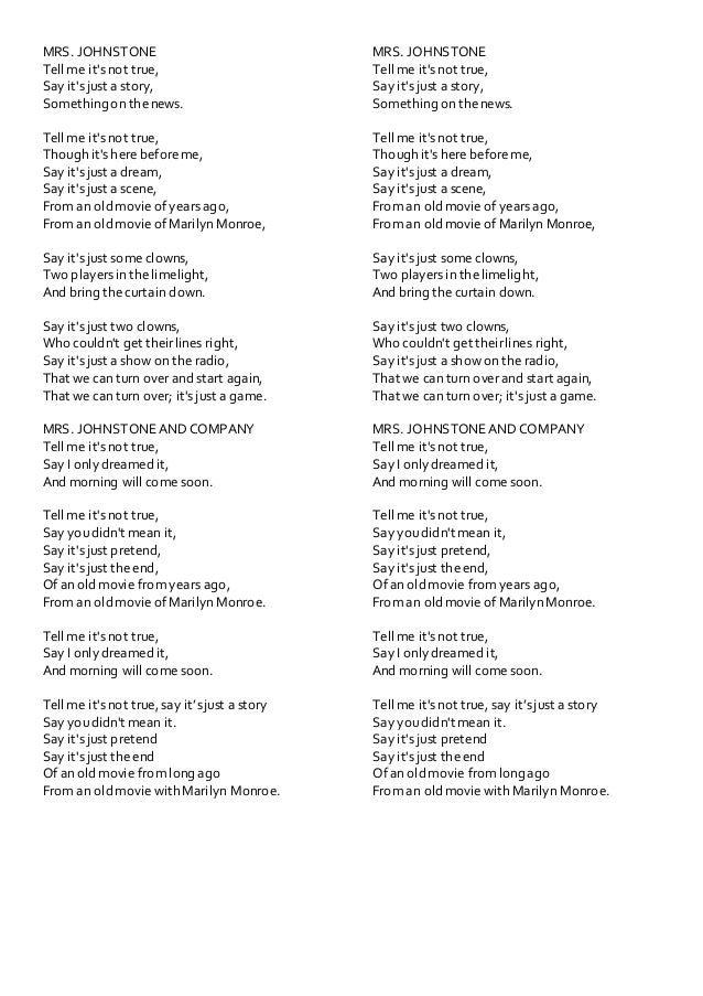 Blood Brothers Tell Me It's Not True