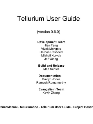 renceManual - telluriumdoc - Tellurium User Guide - Project Hostin
 