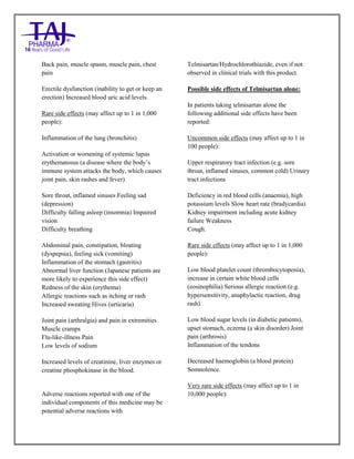 Telmisartan/HCTZ Tablets Taj Pharma PIL | PDF