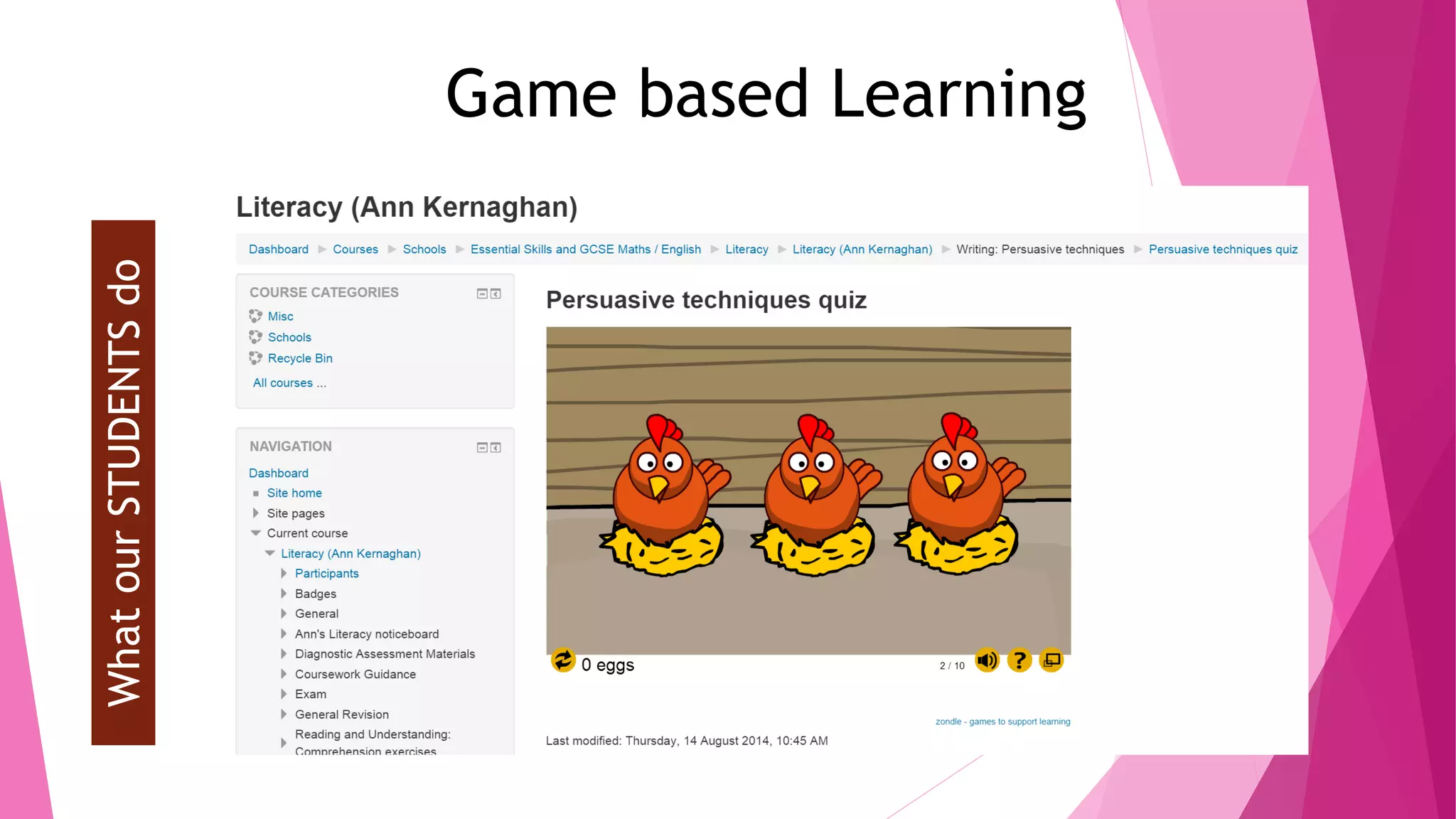 WhatourSTUDENTSdo
Game based Learning
 