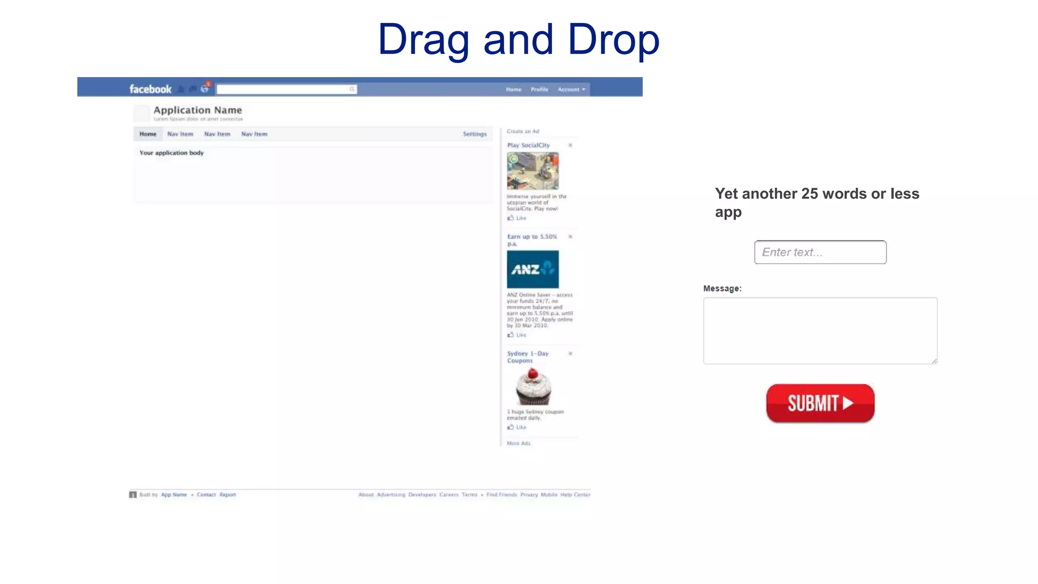 Drag and Drop Yet another 25 words or less app 