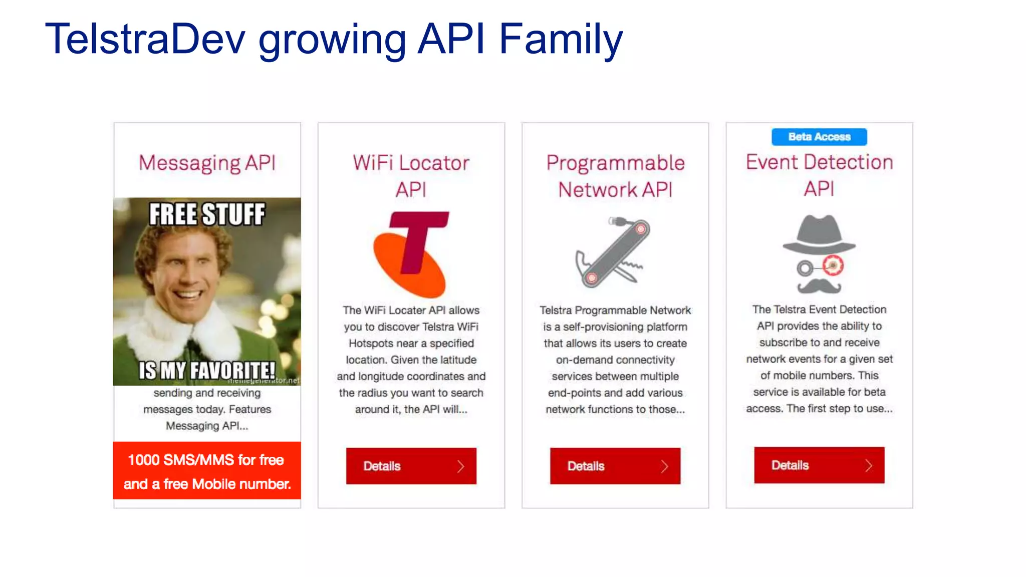 TelstraDev growing API Family 