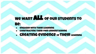 We want all of our students to
be:
● engaged with Their learning
● constructing their own understanding
● creating evidence of their learning
 