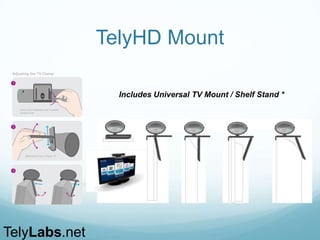 Features
Skype calls are built in
Smart Remote
Built in Web-Browser
TelyLabs.net
 