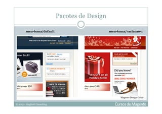 © 2013 – Gugliotti Consulting
meu-tema/default meu-tema/variacao-1
Pacotes de Design
Magento Design Guide
 