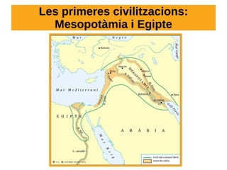 Les primeres civilitzacions:
Mesopotàmia i Egipte
 