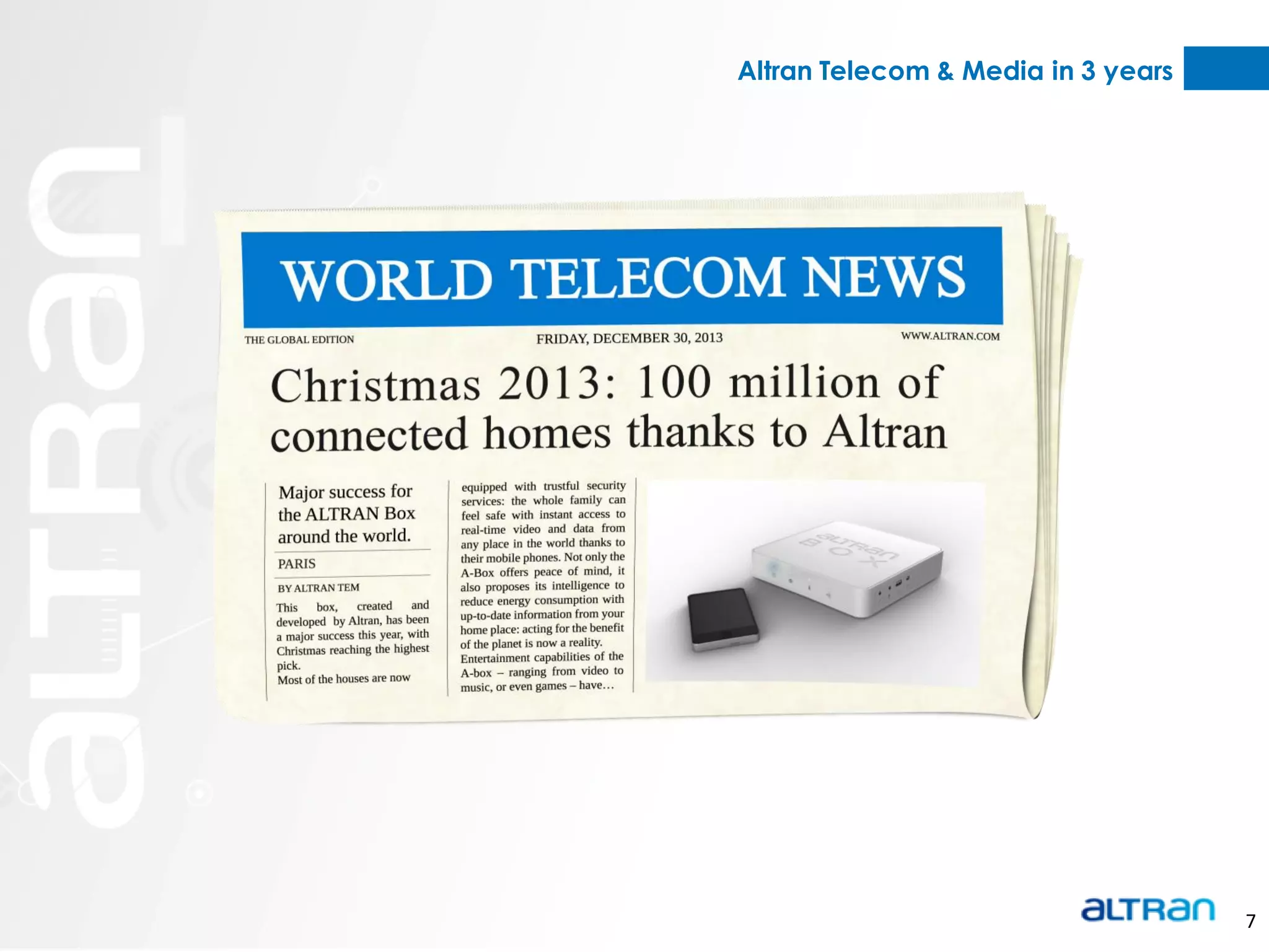 Altran Telecom & Media in 3 years




                                    7
 