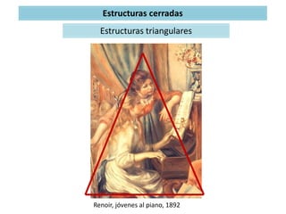Estructuras cerradas
Estructuras triangulares
Renoir, jóvenes al piano, 1892
 