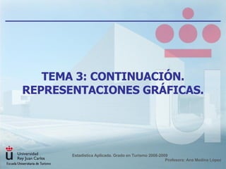 TEMA 3: CONTINUACIÓN. REPRESENTACIONES GRÁFICAS. Estadística Aplicada. Grado en Turismo 2008-2009  Profesora: Ana Medina López 
