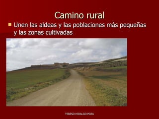 Camino rural Unen las aldeas y las poblaciones más pequeñas y las zonas cultivadas 