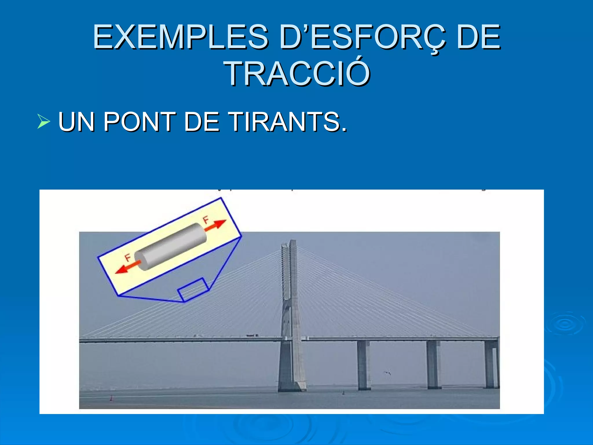 UN PONT DE TIRANTS. EXEMPLES D’ESFORÇ DE TRACCIÓ 