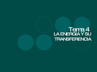 Tema 4 LA ENERGÍA Y SU TRANSFERENCIA 
