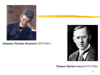 Thomas Martin Lowry (1874-1936) Johannes Nicolaus Brønsted  (1879-1947) 