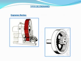TIPOS DE ENGRANES
Engranes Rectos:
 