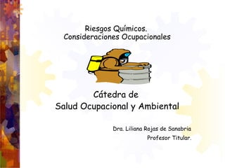 Riesgos Químicos.
Consideraciones Ocupacionales
Cátedra de
Salud Ocupacional y Ambiental
Dra. Liliana Rojas de Sanabria
Pr...