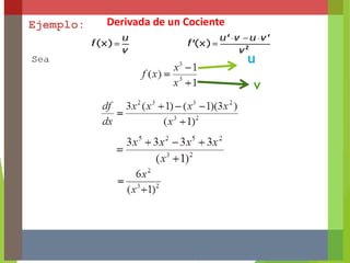 u
v
Derivada de un Cociente
 