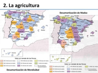 2. La agricultura
Desamortización de Mendizábal
Desamortización de Madoz
 