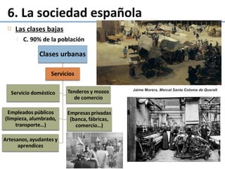  Las clases bajas
 C. 90% de la población
6. La sociedad española
Jaime Morera, Mercat Santa Coloma de Queralt
 