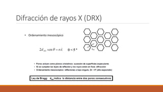 Difracción de rayos X (DRX)
• Ordenamiento mesoscópico
 
