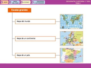 GEOGRAFÍA E HISTORIA 1.º ESO
TEMA 1
INICIOINICIO
MAPA
DEL TEMA
MAPA
DEL TEMA
INTERNETINTERNET
ESQUEMAS
Y ACTIVIDADES
ESQUEMAS
Y ACTIVIDADES
 