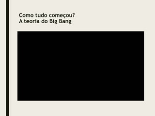 Como tudo começou?
A teoria do Big Bang
 
