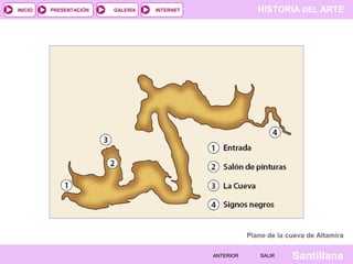 HISTORIA DEL ARTEINTERNET
SantillanaSALIRSALIRANTERIORANTERIOR
PRESENTACIÓNINICIO GALERÍA
Plano de la cueva de Altamira
 
