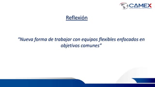Reflexión
“Nueva forma de trabajar con equipos flexibles enfocados en
objetivos comunes”
 