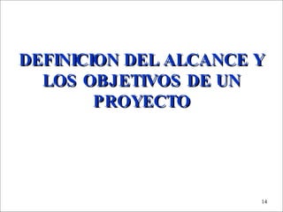 DEFINICION DEL ALCANCE Y LOS OBJETIVOS DE UN PROYECTO 