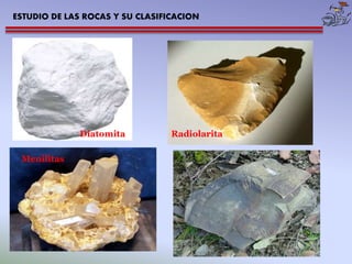 ESTUDIO DE LAS ROCAS Y SU CLASIFICACION 
Diatomita Radiolarita 
Menilitas 
 