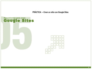 Google Sites Herramientas para crear contenido   PRÁCTICA  – Crear un sitio con Google Sites 