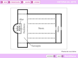 INICIO

PRESENTACIÓN

GALERÍA

HISTORIA DEL ARTE

INTERNET

Planta de cruz latina
ANTERIOR

SALIR

Santillana

 