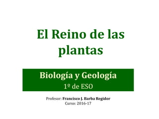 El Reino de las
plantas
Biología y Geología
1º de ESO
Profesor: Francisco J. Barba Regidor
Curso: 2016-17
 