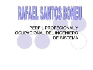 PERFIL PROFECIONAL Y OCUPACIONAL DEL INGENIERO DE SISTEMA RAFAEL SANTOS BONEU 